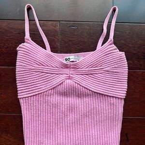 SO Goods for Life Pink ribbed knit fitted camisole